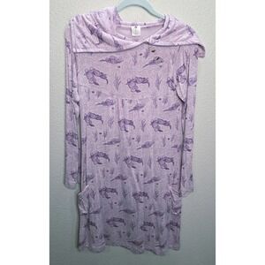 Kate Quinn Otter Print Bamboo Long Sleeve Dress 8Y Purple Pocket Dress